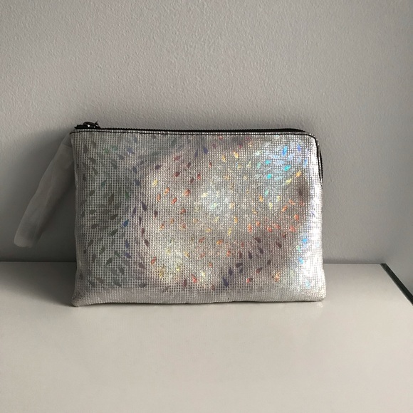 Sharif Disco Black Silver Glitter Genuine Leather Clutch Bag - Picture 4 of 14